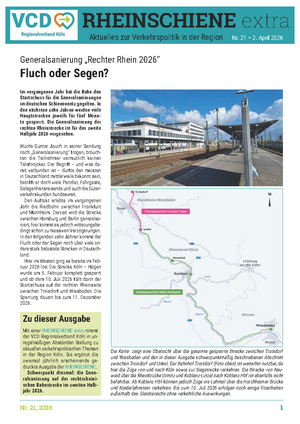Seite 1 der aktuellen RHEINSCHIENE extra