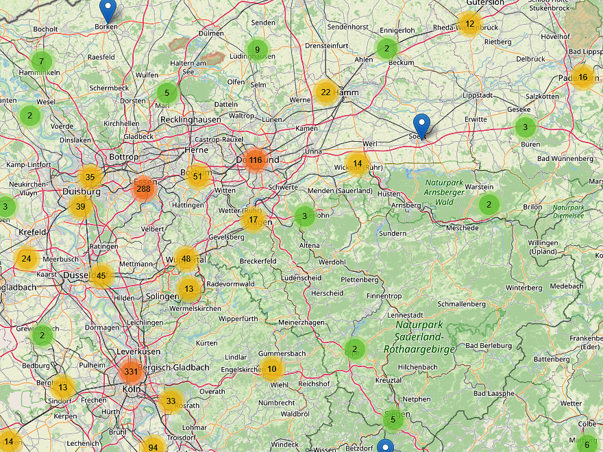 Ausschnitt VCD Übersichtskarte – Enge Gehwege durch parkende Autos